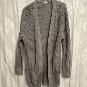 Gap Open Front Crochet Gray Cardigan Sweater Size Medium